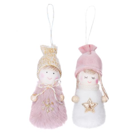 Zawieszka futerkowa dpCraft Aniołki różowe 8cm, 1szt